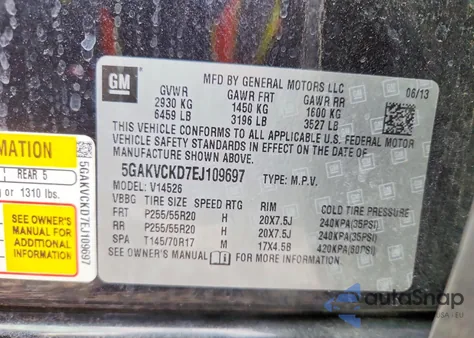 2014 Buick Enclave z USA, uszkodzony, nr VIN 5GAKVCKD7EJ109697